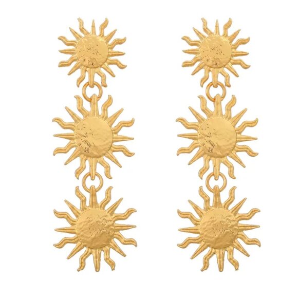 Zara Gold New Trend Sunflower Coins Suns Big Pin Drop Earrings or Necklace - Picture 3 of 16